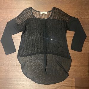 Netted Shirt with Sheer Back and Sequins